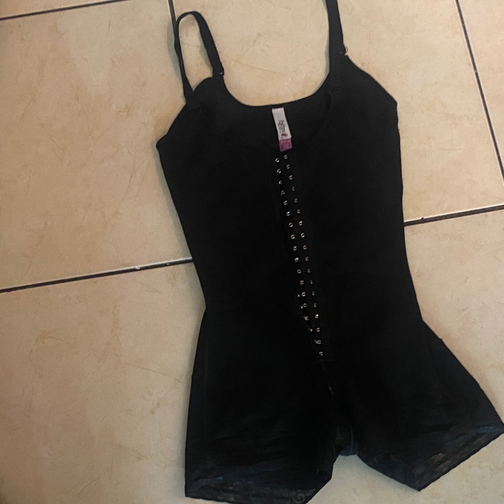 Black Women's Shapewear Bodysuit with Front Hook Closure